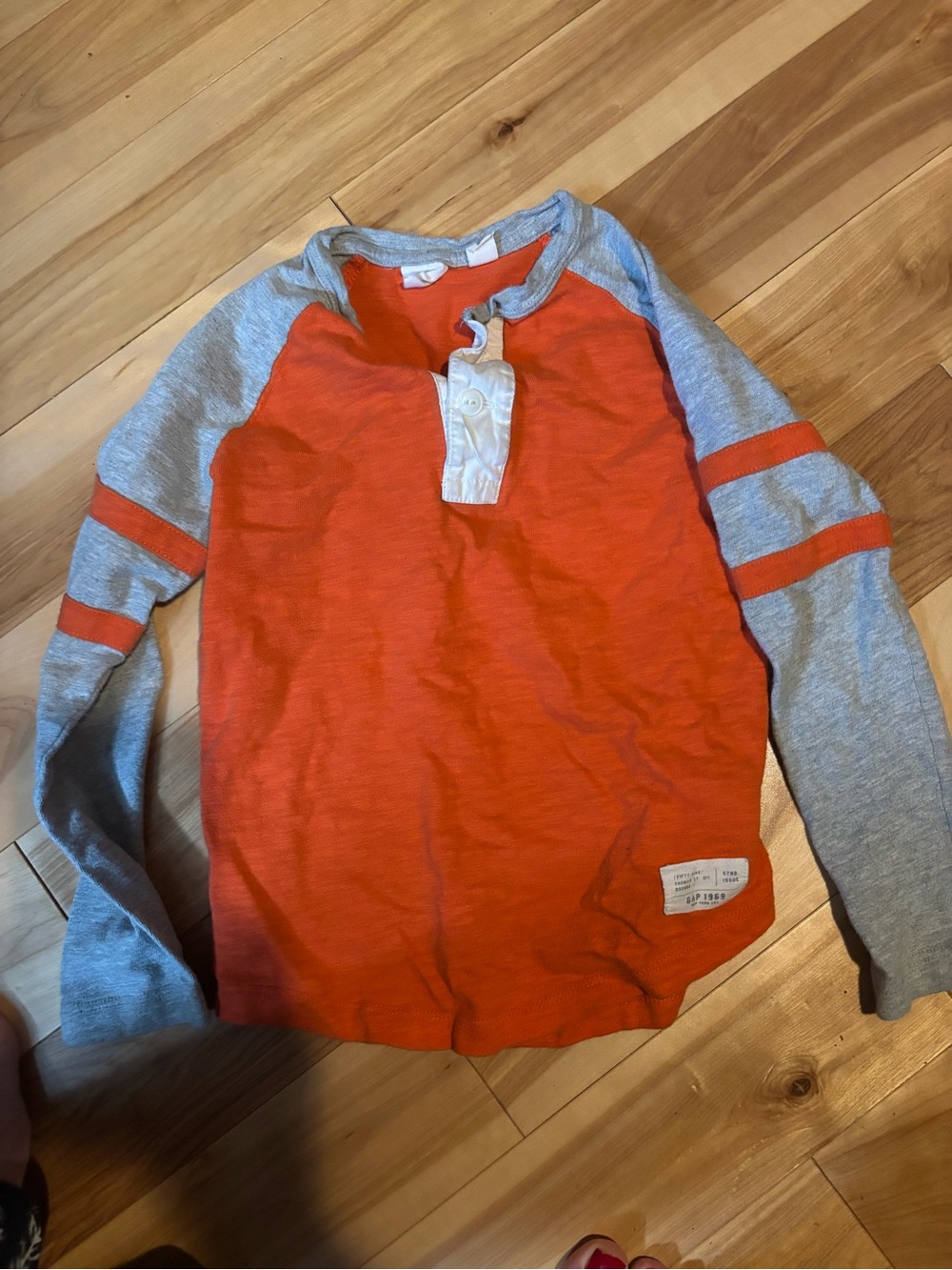 GAP Orange & Gray Raglan Henley Long-Sleeve Tee